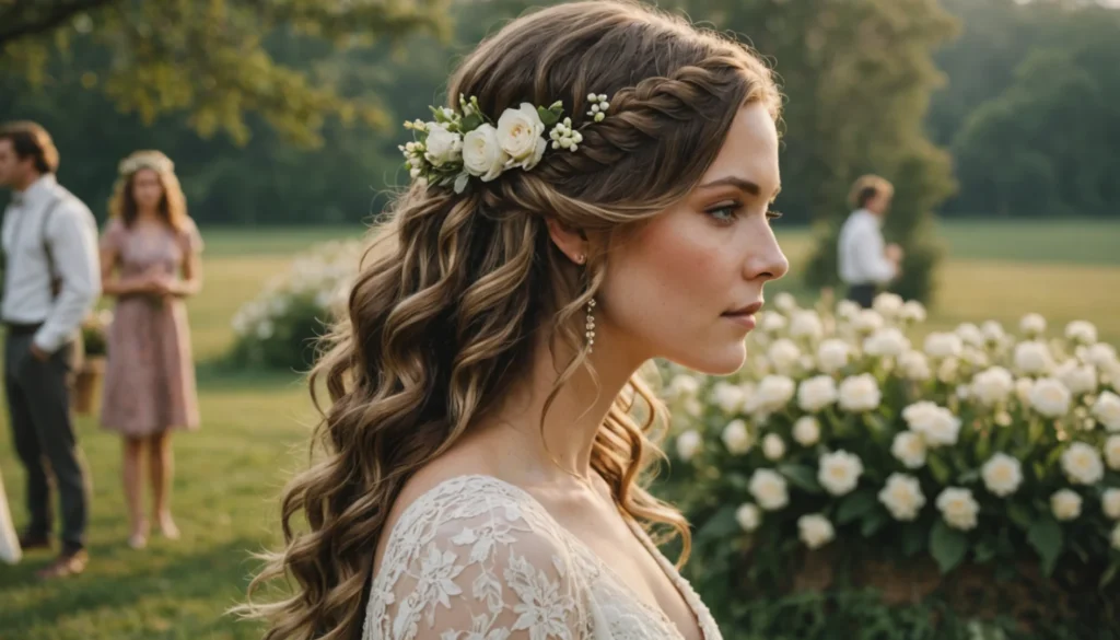 coiffure mariage cheveux mi long